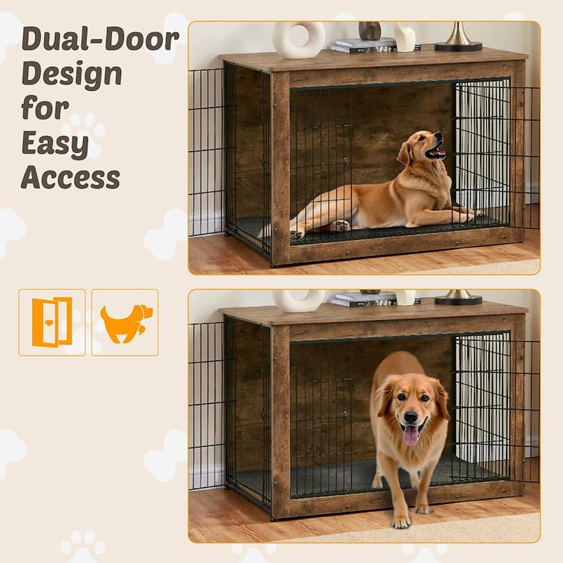 Wooden Dog Kennel Furniture, Heavy Duty End Table Pet Crate