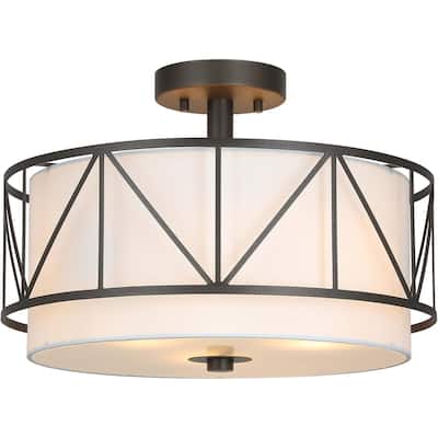 16 inch bedroom light bronze ceiling light iron+fabric drum light