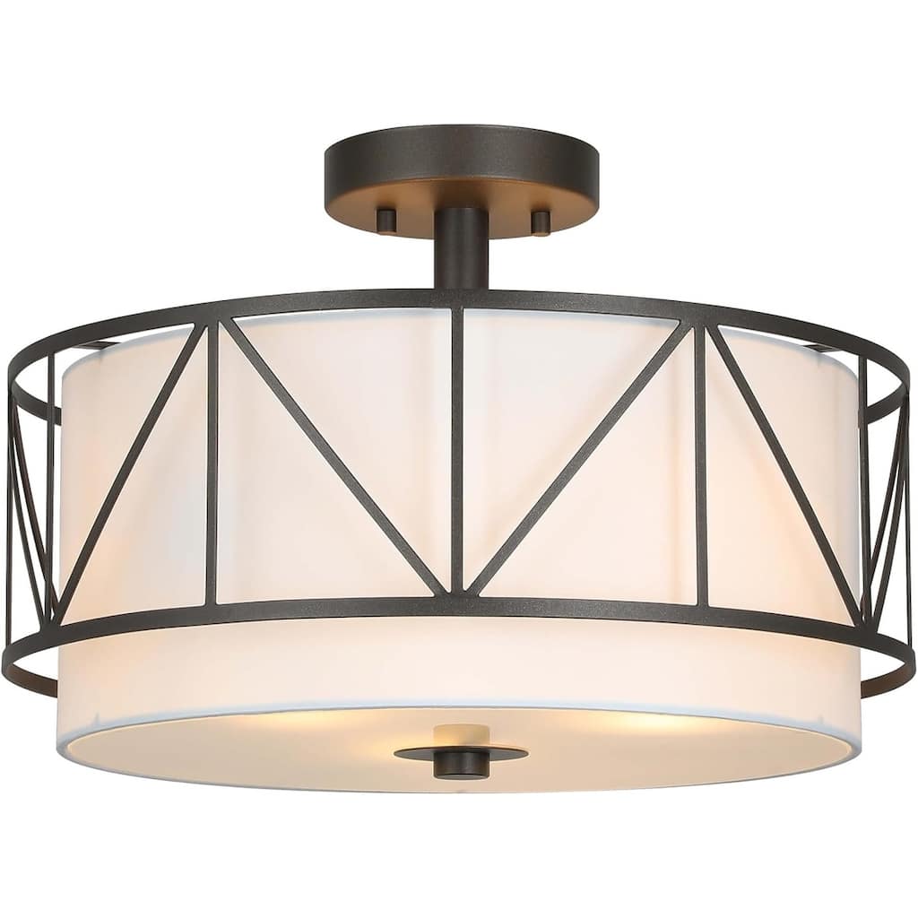 16 inch bedroom light bronze ceiling light iron+fabric drum light