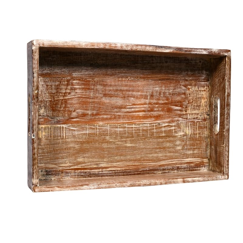 Solid wood Reclaimed Rustic 18 inch farmhouse decorative serving tray distressed