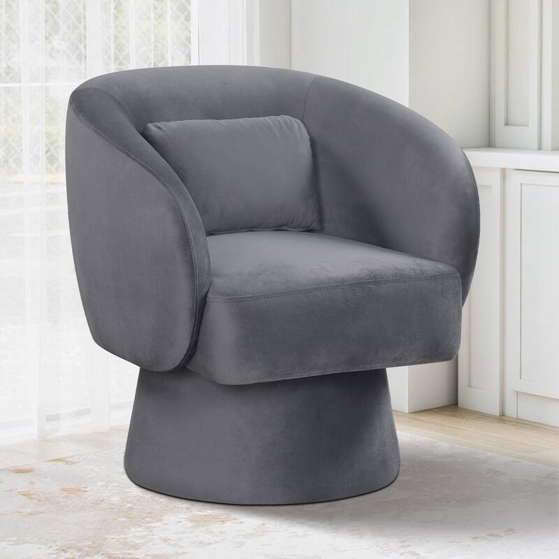Gymax 2PCS Swivel Accent Chair w/ Back Removable Lumbar Pillow 360