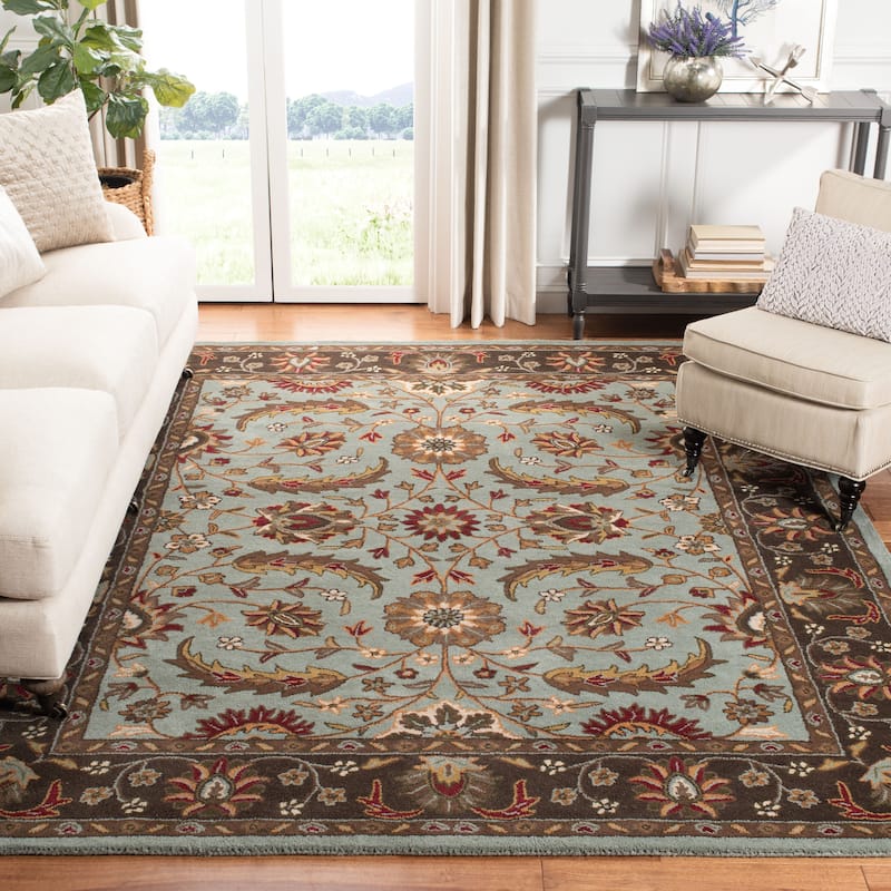 SAFAVIEH Handmade Heritage Owena Traditional Oriental Wool Rug - 9' x 12' - Blue/Brown