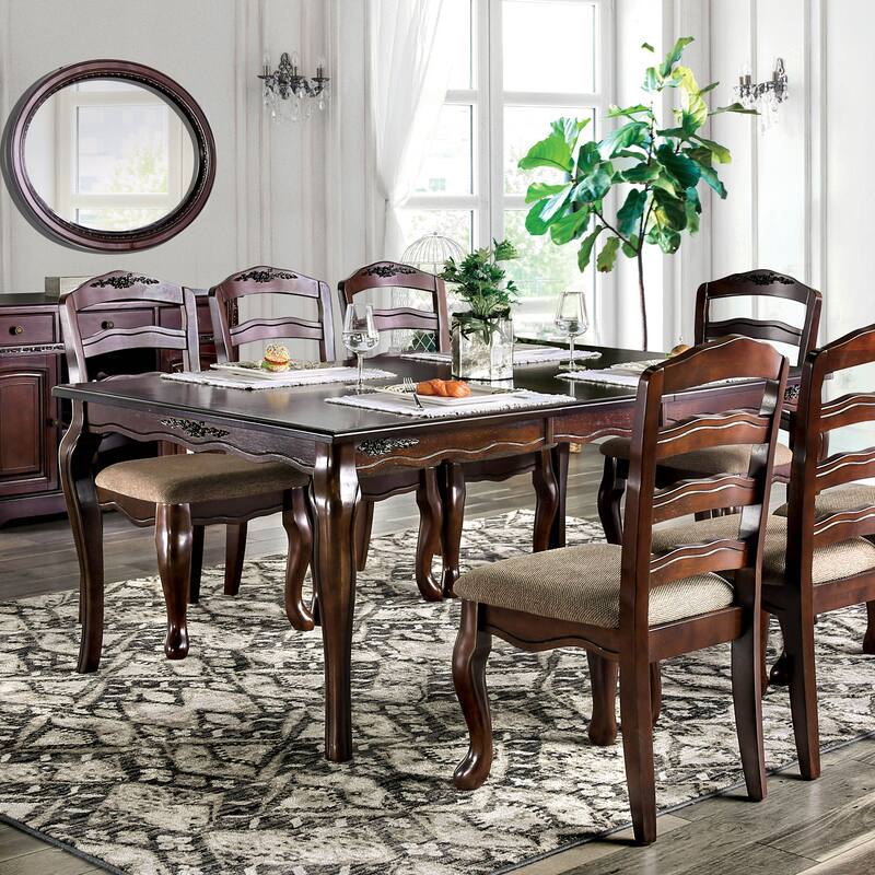 Furniture of America Shak Traditional Dark Walnut 78-inch Dining Table