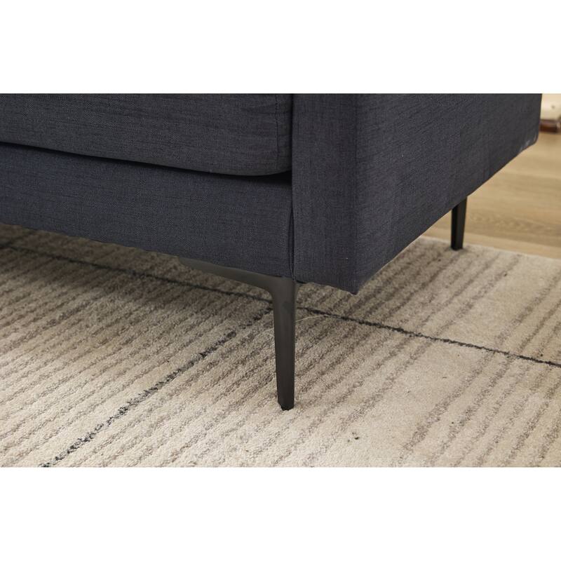 L Shaped Oversized Sectional Sofa, Convertible 6-Seat Corner Sofa with 2 Pillows, Linen Upholstered Sofa with Metal Legs