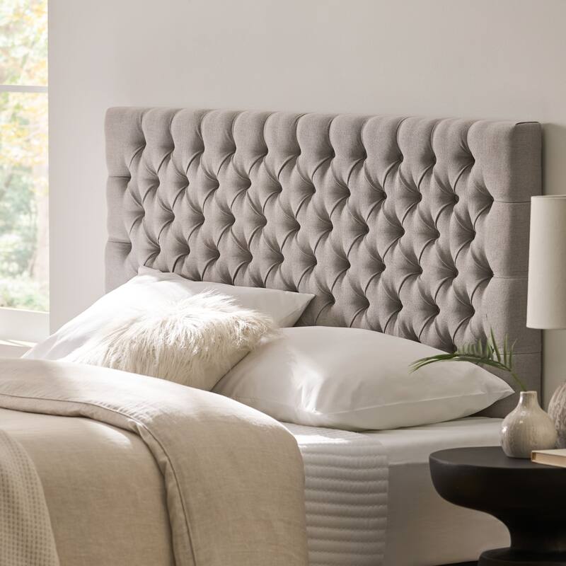 Modern Upholstered Queen Size Bed Headboard with Adjustable Solid Wood and Metal Legs