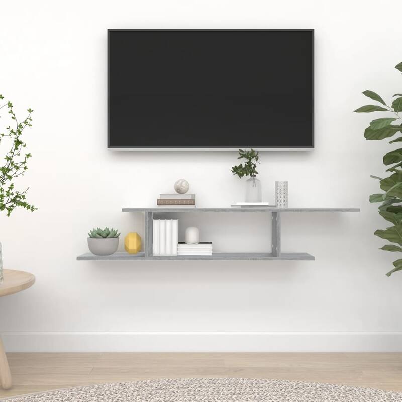 vidaXL Wall-mounted TV Shelf Grey sonoma Engineered Wood - 49.2 x 49.2 x 9.1 in