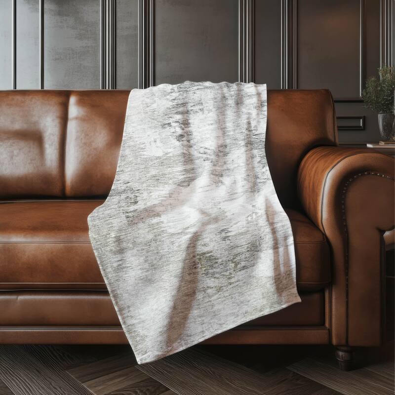 Premium Machine Washable Abstract Modern Sherpa Throw Blanket - Beige - 4'2" x 5'10"