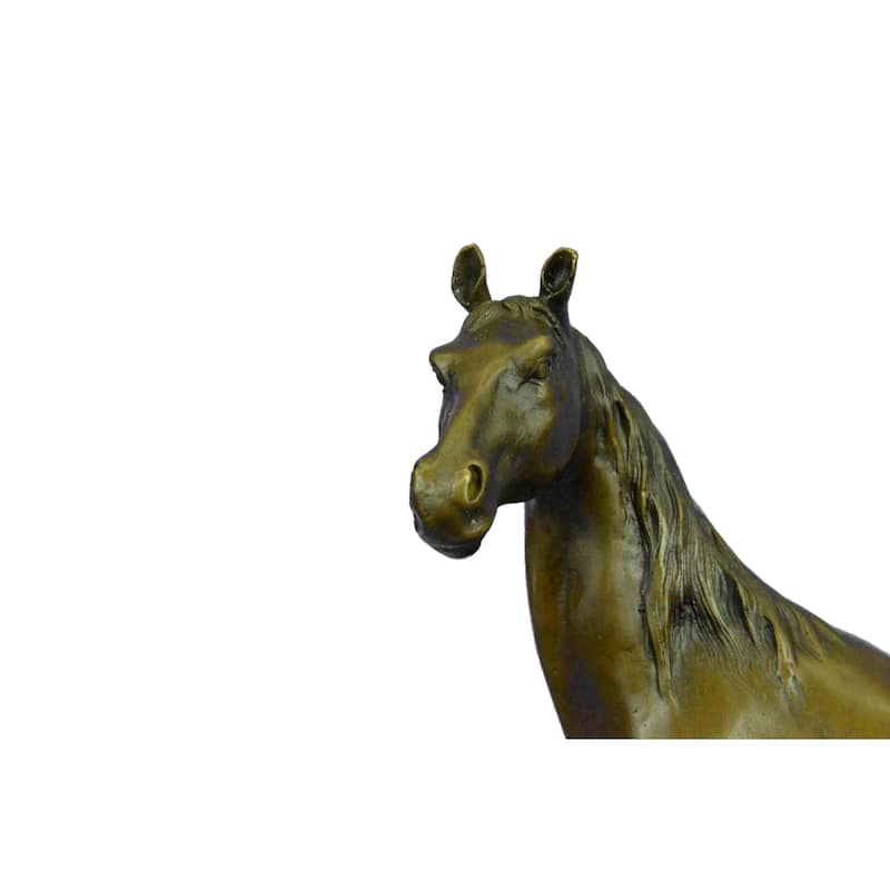 Natural Free Arabian Horse Barn Racing Race Sculpture Marble Base Figurine Statu