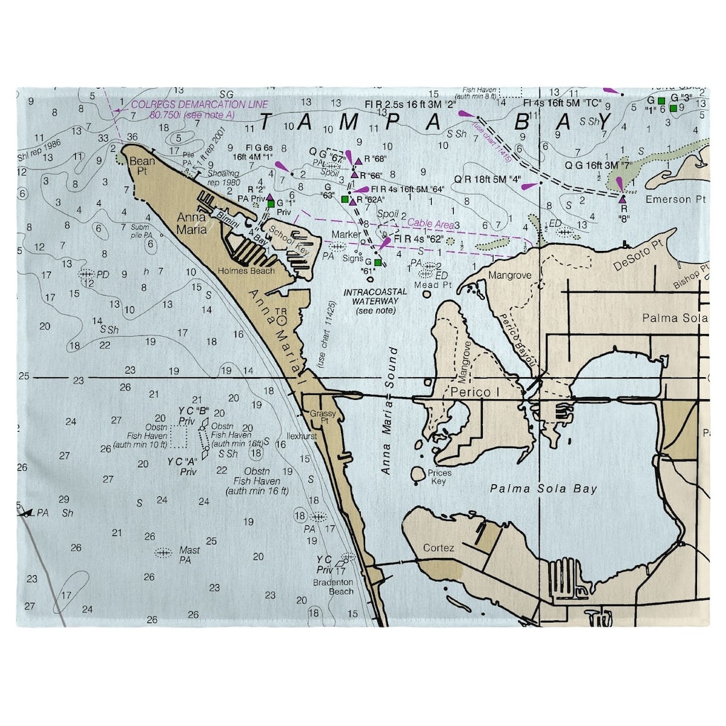 Anna Maria Island, FL Nautical Map Place Mat Set of 4