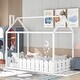 preview thumbnail 1 of 7, {Slats are not included}Twin Size Wood Bed House Bed Frame with Fence,for Kids,Teens, Girls,Boys {White} White - Twin