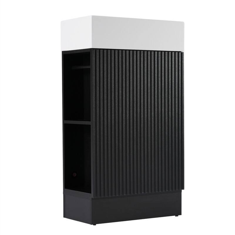18.6" Bathroom Vanity with Sink Combo, Small Bathroom Cabinet with 2-Tier Shelf, Bathroom Vanity Set with Ceramic Sink