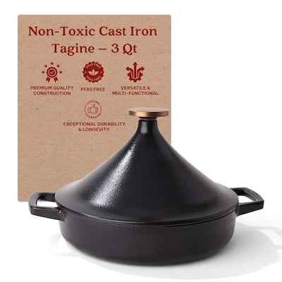 Alva Nori 3 Qt. Enameled Cast Iron Tagine Pot - 11" Black