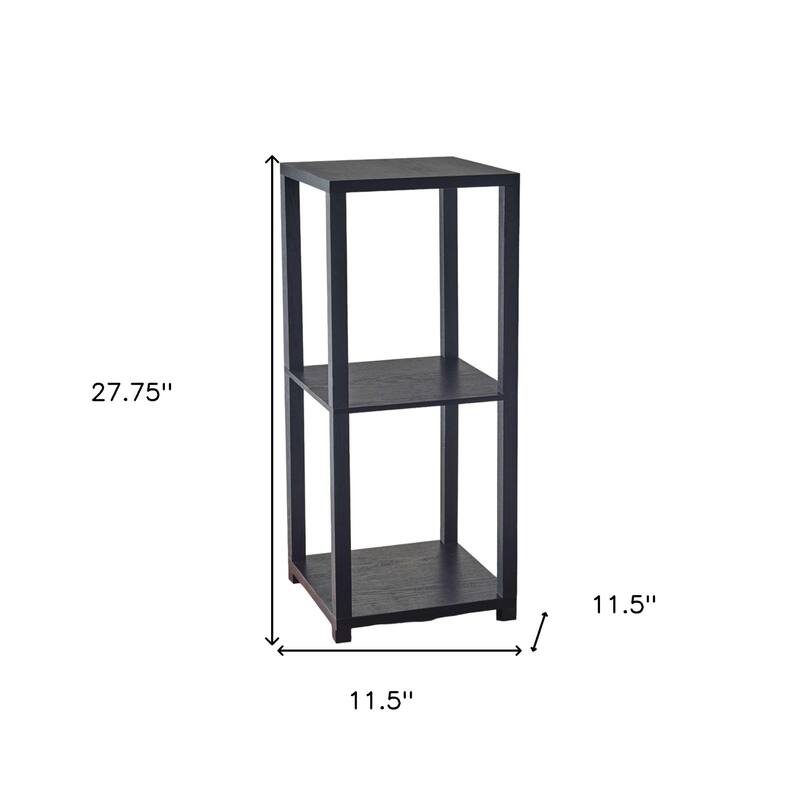 HomeRoots 28" Black Square End Table With Two Shelves