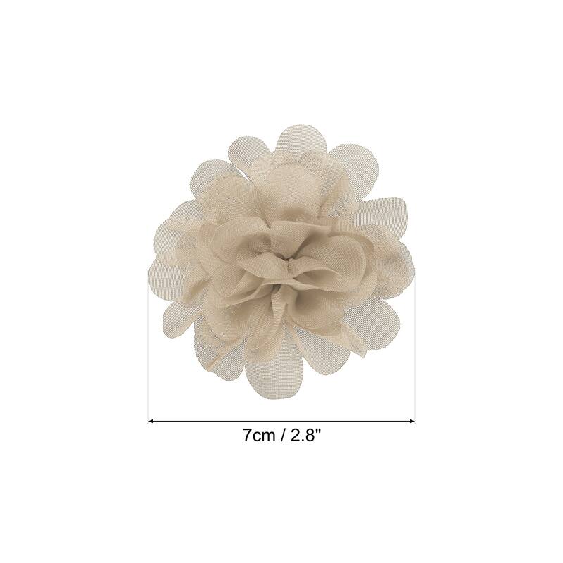 10Pcs Chiffon Flowers Fabric Flower Sewing Fabric Appliques - Khaki - 2.8"