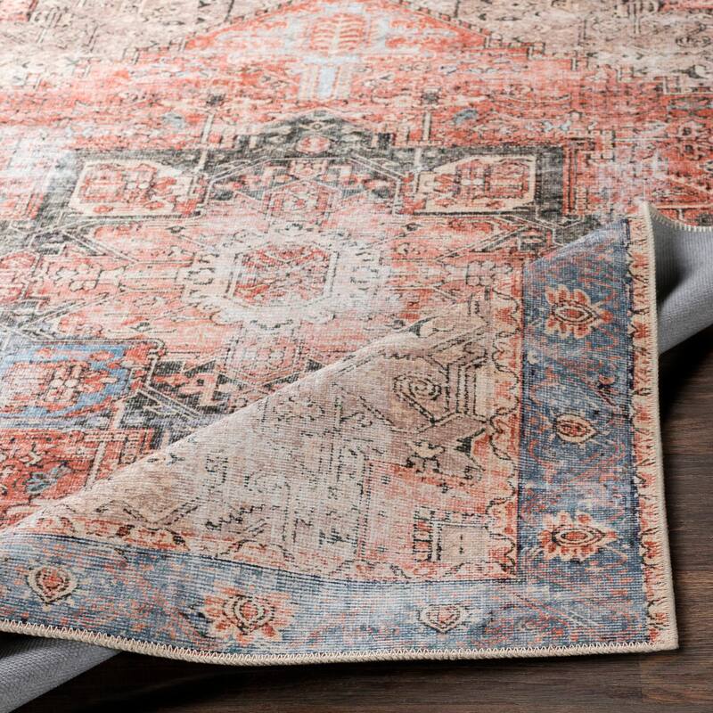 Livabliss Zakariya Vintage Medallion Machine Washable Area Rug