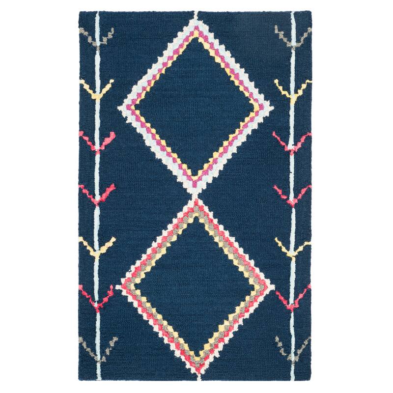 SAFAVIEH Handmade Bellagio Monah Boho Moroccan Wool Rug - 2'6" x 4' - Navy/Multi
