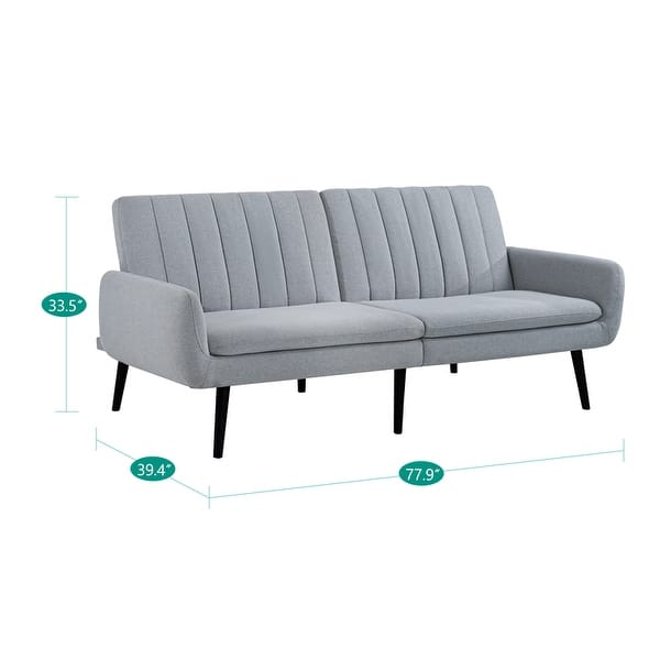 dimension image slide 2 of 7, Modern Futon Sofa Bed, Convertible Sofa Futon, Split Back Linen Sleeper Couch for Living Room
