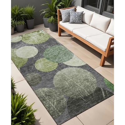 Jami Modern Art-Inspired Weather Resistant Versatile Elegance Runner Outdoor Rug