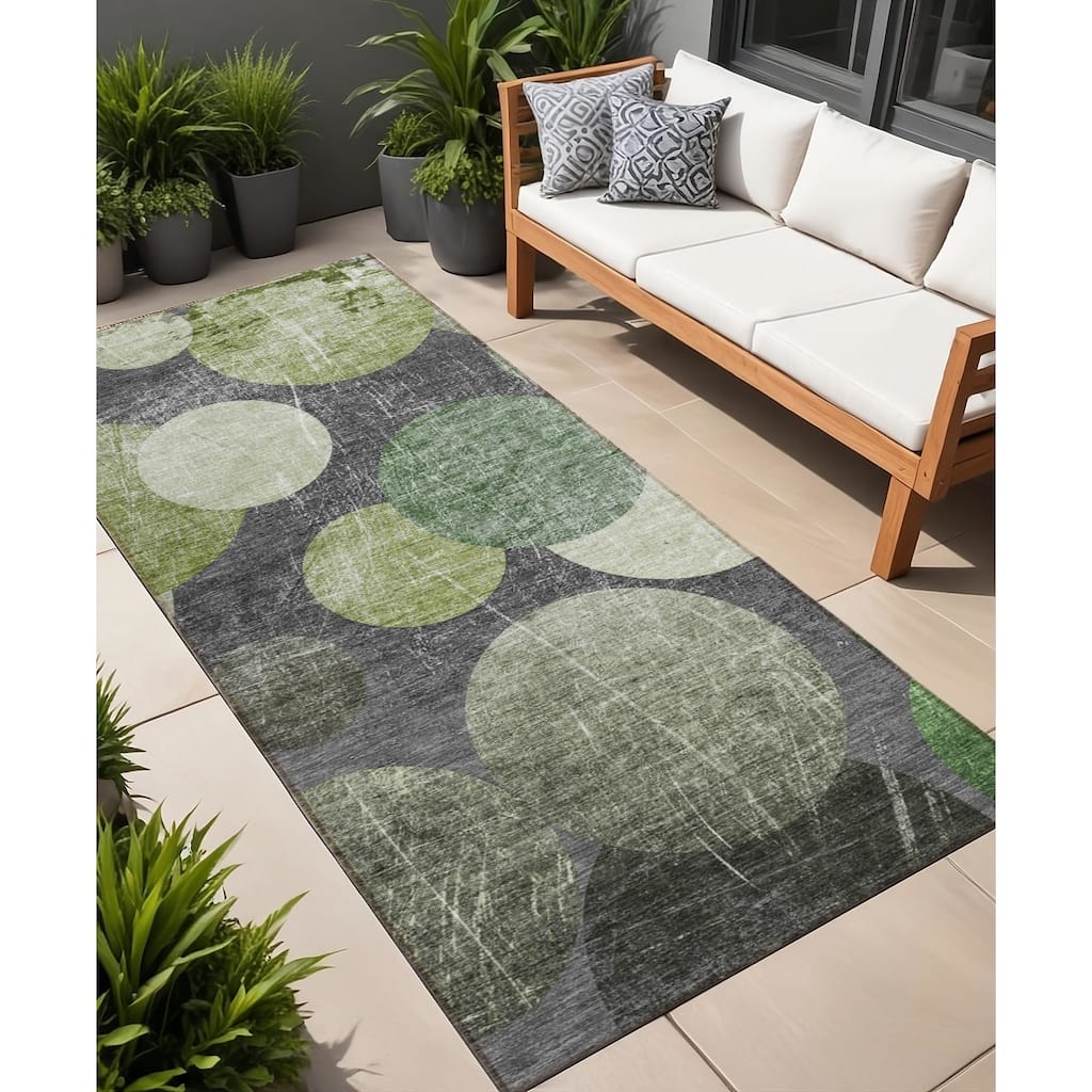 Jami Modern Art-Inspired Weather Resistant Versatile Elegance Runner Outdoor Rug
