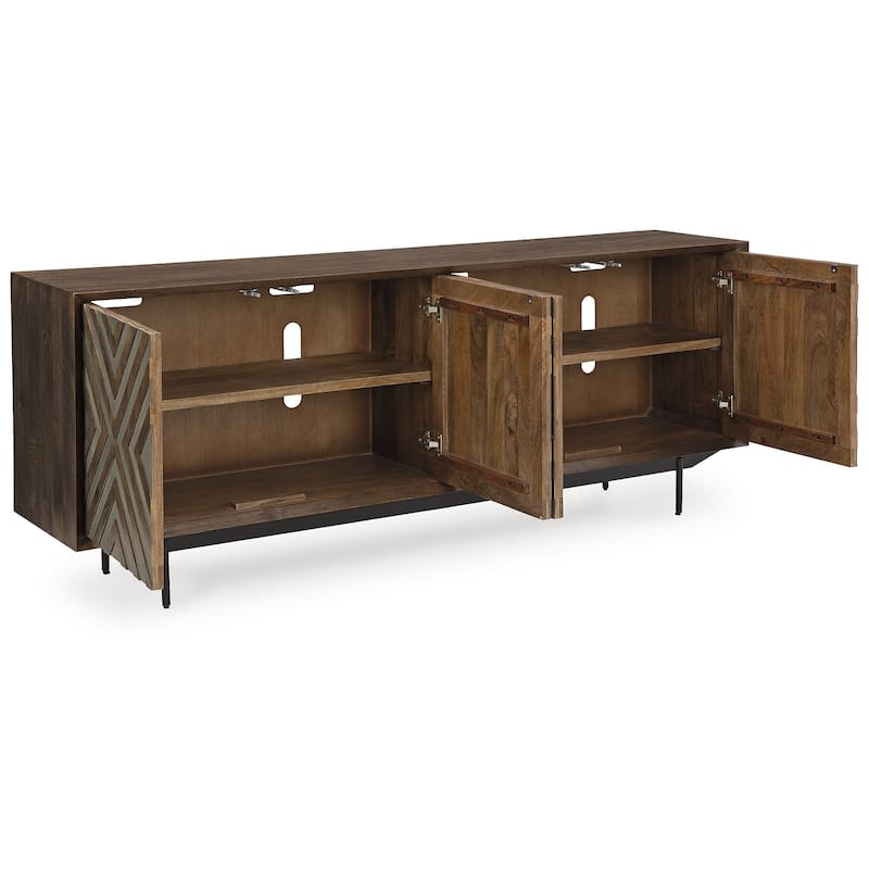 Signature Design by Ashley Dreggan Brown/Beige Accent Cabinet - 76"W x 16"D x 30"H