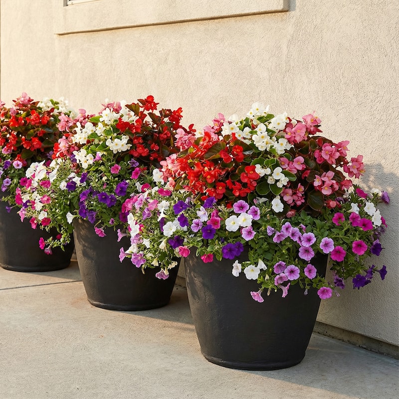 Sunnydaze Anjelica Polyresin Large Round Outdoor Planter - 24" - Set of 2