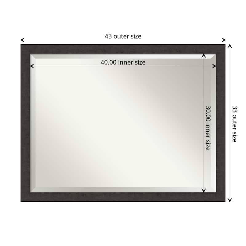 Beveled Wall Mirror - Rustic Plank Narrow Frame - Rustic Plank Espresso Narrow - Mirror Size: 40 x 30