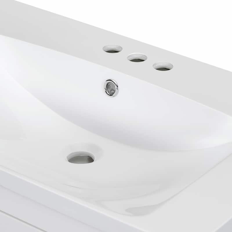 30" White Bathroom Vanity with Single Sink, 2 Doors, and Drawer