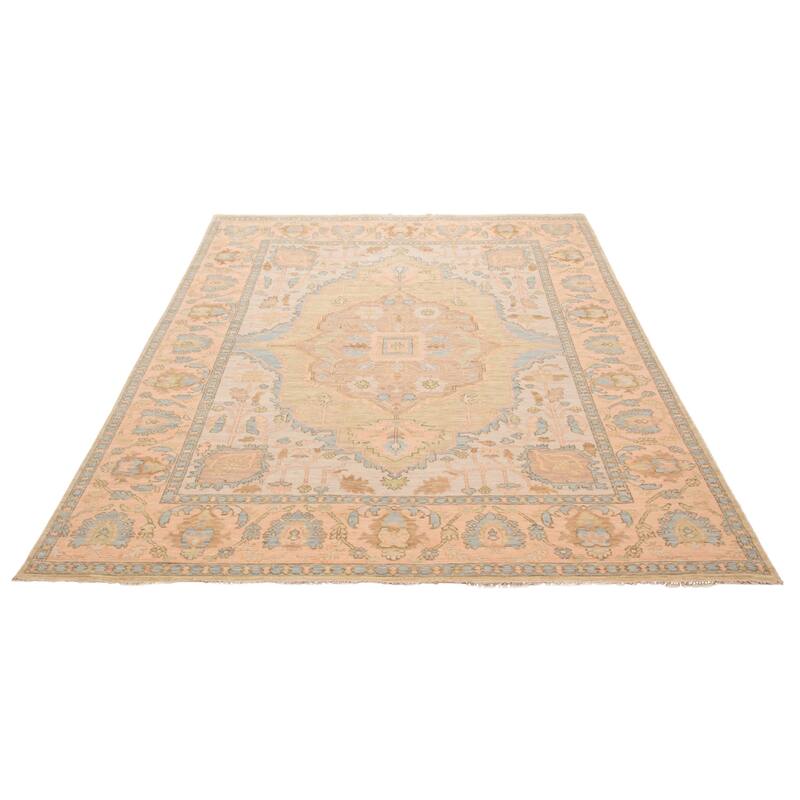ECARPETGALLERY Hand-knotted Modern Oushak Light Grey Wool Rug - 9' 2" x 12' 4"