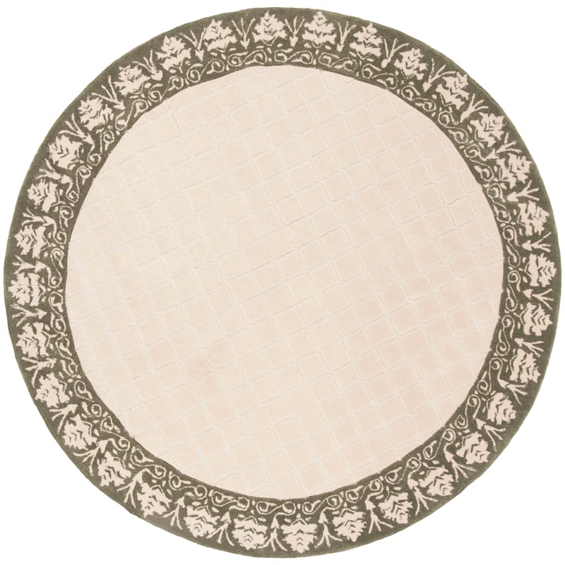 SAFAVIEH Handmade Total Performance Majbritt Oriental Trellis Rug - 6' Round - Light Green