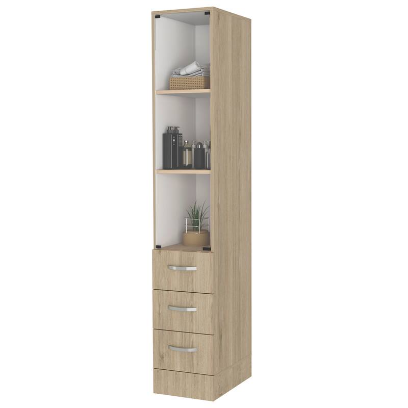 Preston Linen Cabinet, Three Shelves, Four Drawers