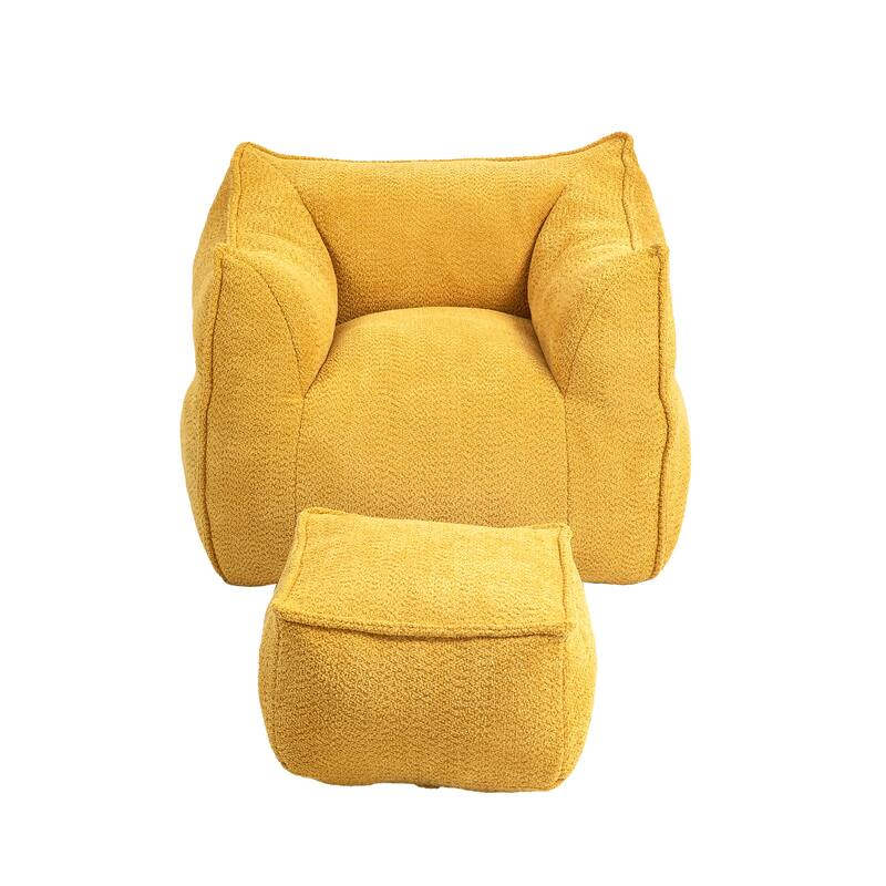 GDFStudio - COOLMORE Boucle Bean Bag Chair with Memory Foam Filling for Ultimate Comfort