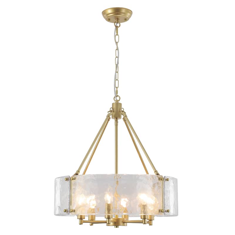 6 - Light 19.68'' Dimmable Modern Drum Candle Chandelier With Glass Shade - 19.68 in