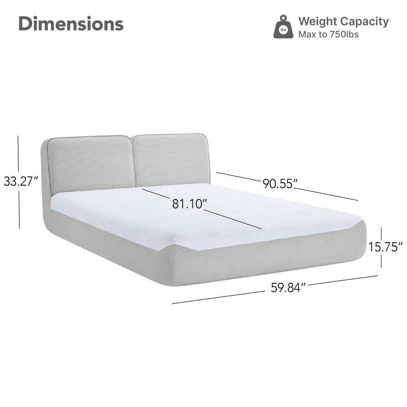 Spruce & Spring Modern All-in-One Queen Upholstered Bed, No-Assembly Foam Bed for Small Spaces