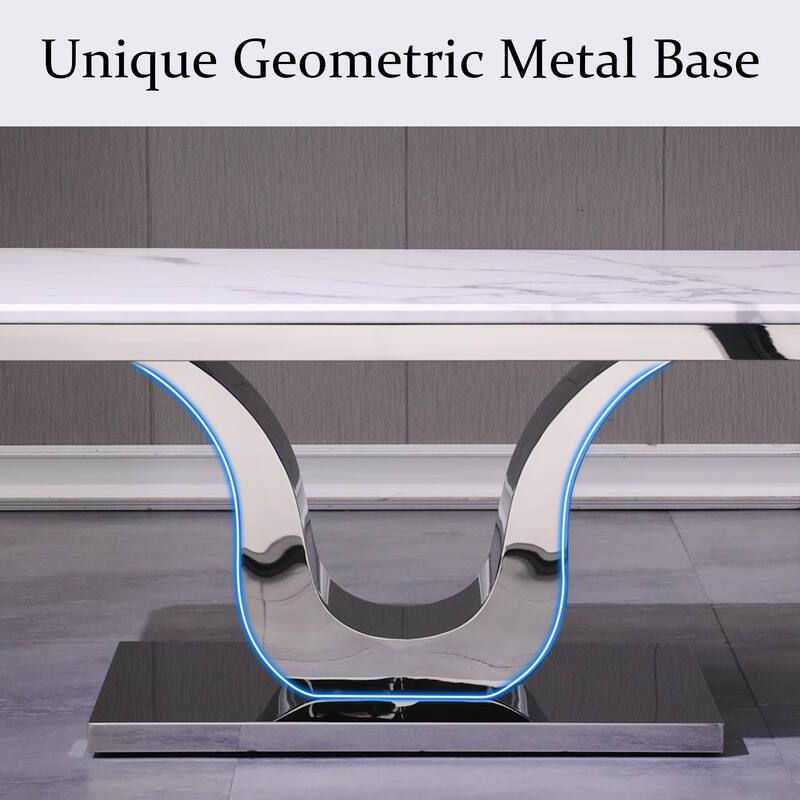 Modern Coffee Table 48 inch White Rectangle Living Room Tea Table for Living Room Guest Hall Reception Room