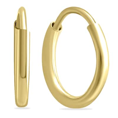 Marquee Jewels 10mm Endless 14K Yellow Gold Filled Thin Huggie Hoop Earrings
