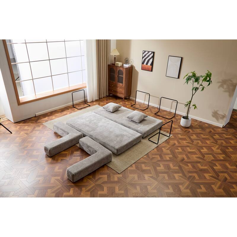 Floor Couch,Compression Sofa,Convertible Floor Sofa Bed-with Pillow Back Support Armrest,Comfy Futon Couch Lounge Sleeper Bed