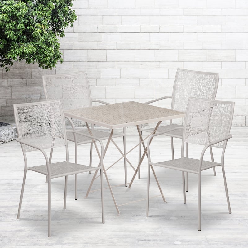 28-inch Square 5-piece Indoor/ Outdoor Folding Table and Chairs Set