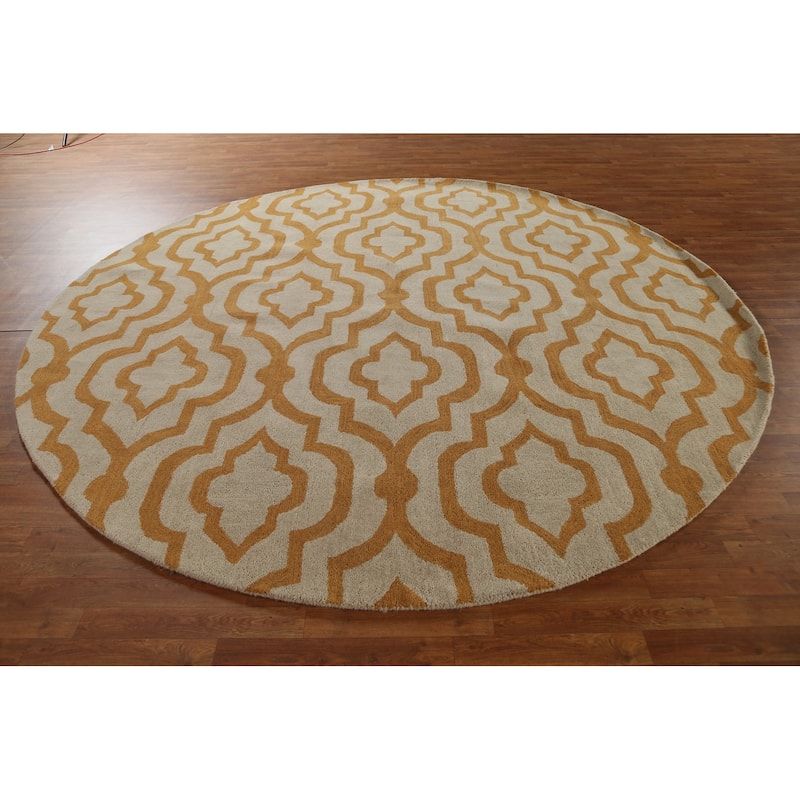 Contemporary Geometric Trellis Agra Oriental Wool Rug Hand-tufted - 10'0" x 10'0"