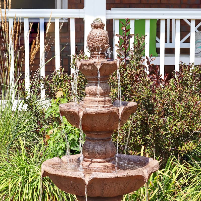 Sunnydaze 4-Tier Pineapple Outdoor Water Fountain - 52" H