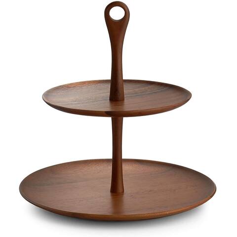 Nambe Skye Wood Tiered Dessert Stand