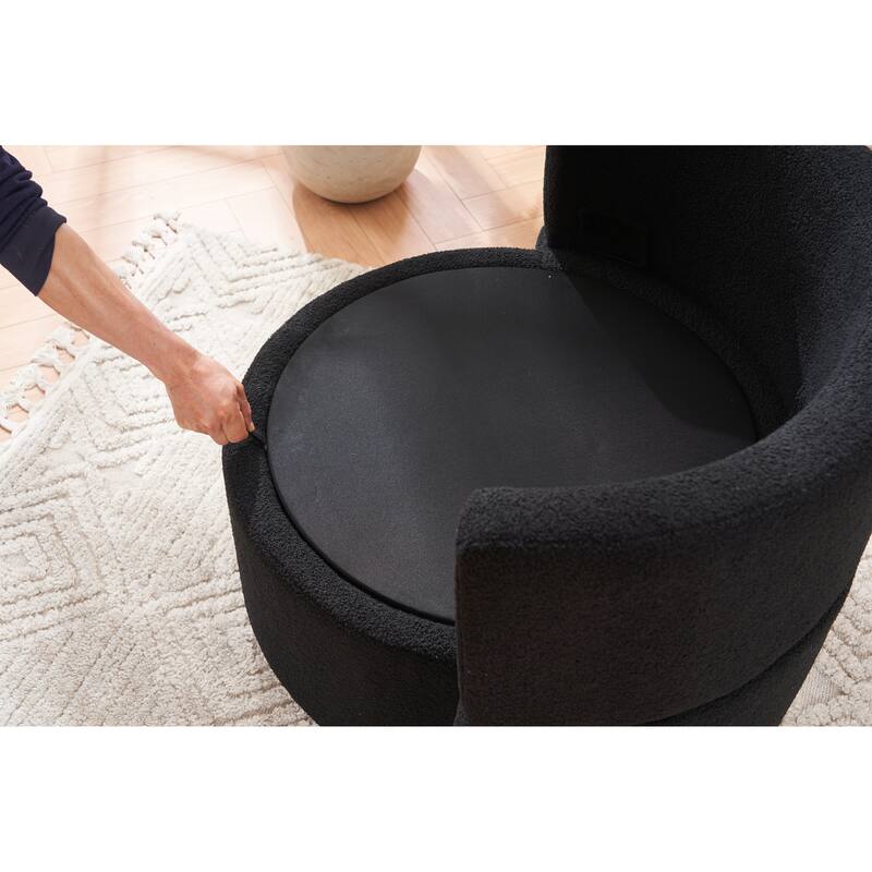 31.5" Swivel Barrel Chair with Storage
