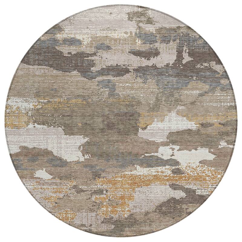 Machine Washable Indoor/ Outdoor Abstract Casual Chantille Rug