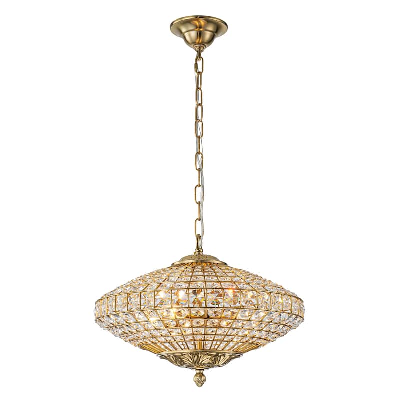 Retro French 4/5-Light Antique Brass Globe Crystal Chandelier for Living/Dining Room