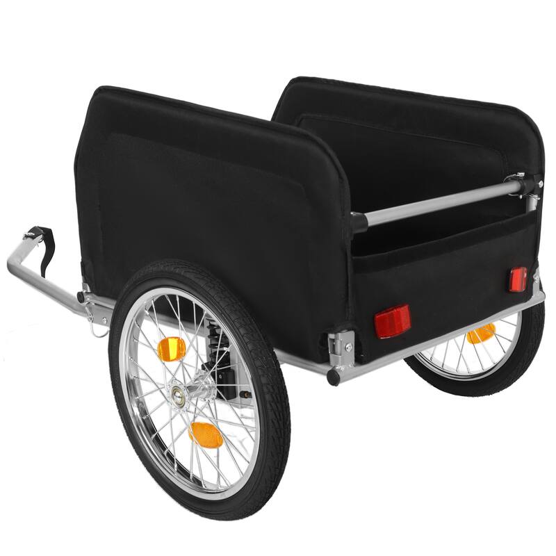Bike Cargo Trailer With Removable Waterproof Cover - 88 Lbs Capacity, 16" All-Terrain Wheels & Foldable Design For Camping