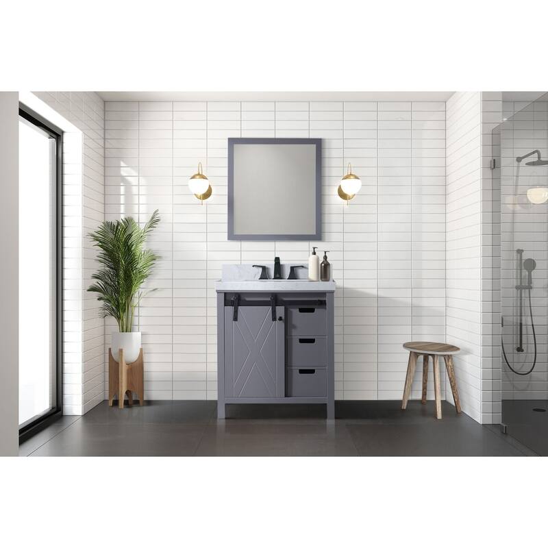 30" Vanity Cabinet with Mirror Included, 3 Drawers and Open Shelf Storage, Fully Assembled, Top Sold Separately