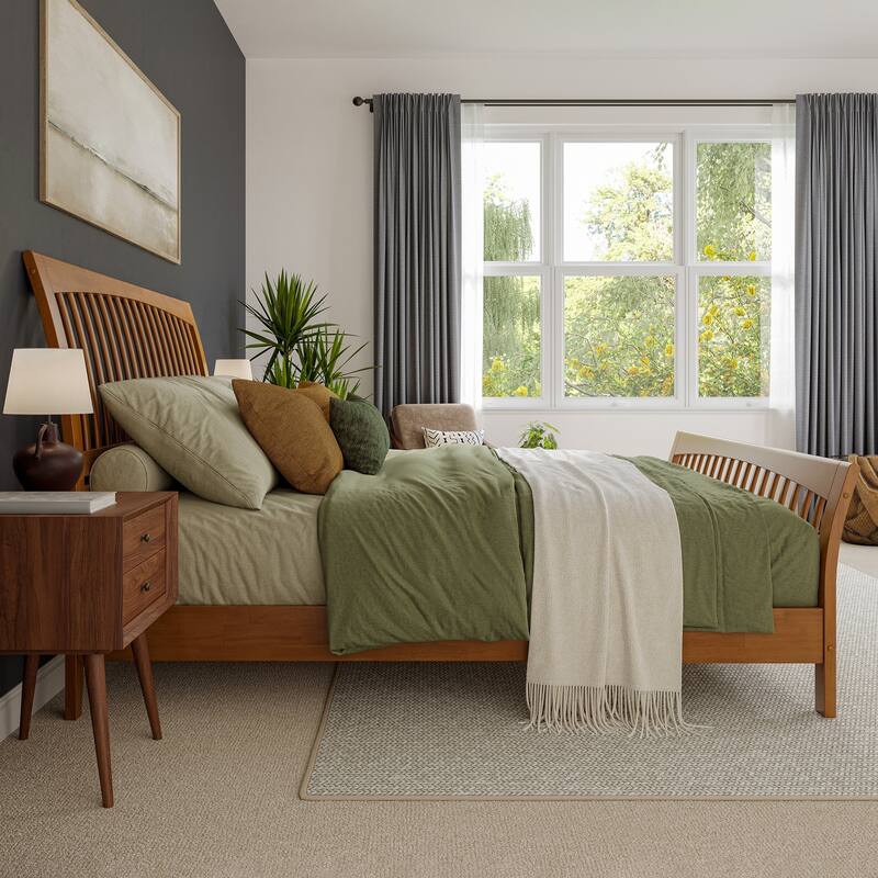 AFI Orleans Solid Wood Low Profile Platform Bed with Matching Footboard