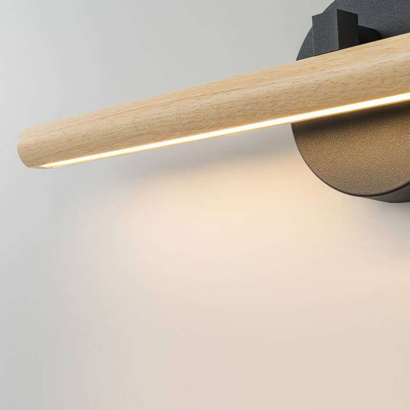 Adjustable Wood Dimmable LED Linear Wall Vanity Sconce Rustic Bathroom - 24.8 Inches
