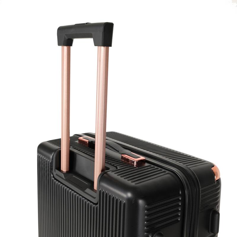 4-piece hard luggage, 360 ° dual rotating four-wheel luggage, password lock - Black