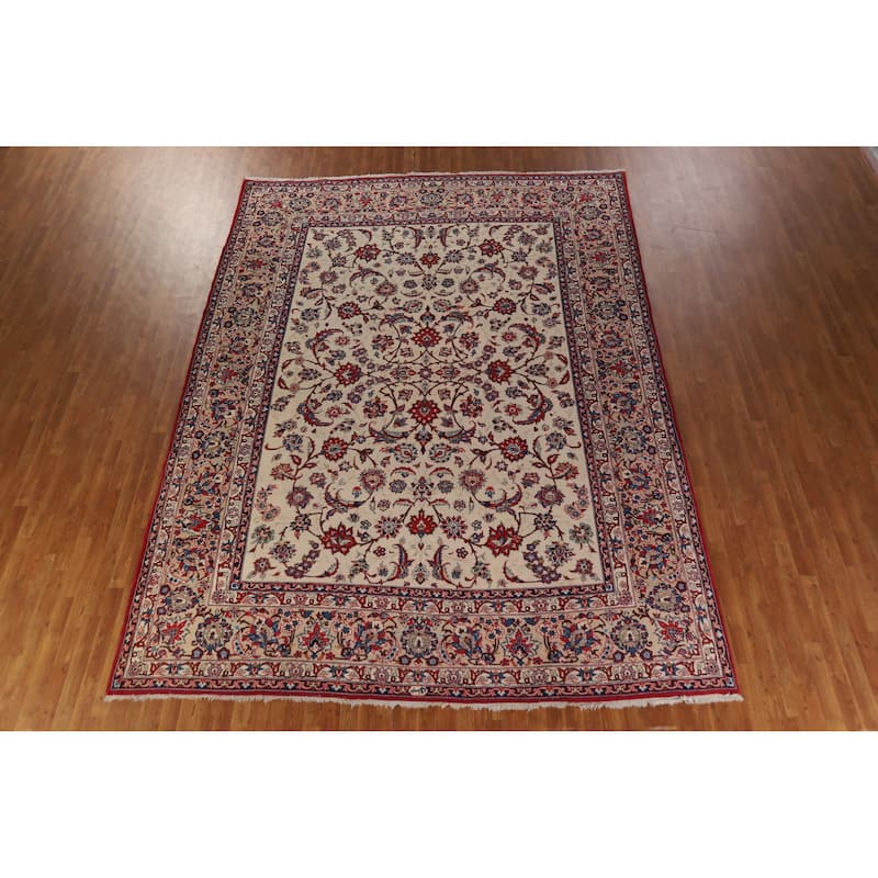 Hand Knotted Oriental 100% Wool Carpet Traditional All-Over Beige & Ivories Najafabad Area Rug - 13' 6'' X 9' 9''