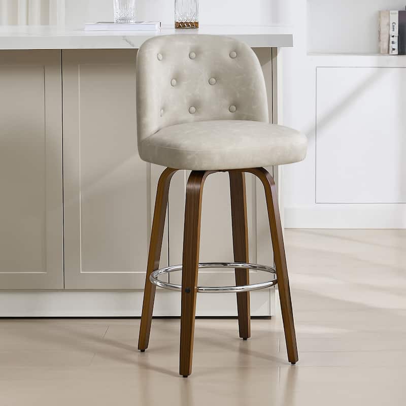26"/29" Swivel Bar Stools/ Counter Stool with Bentwood Legs - Single - PU-Griege - Bar Height